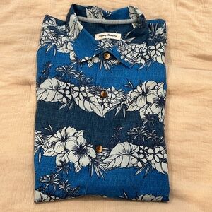Tommy Bahama Men’s Hawaiian Blue Floral Men's Shirt XL